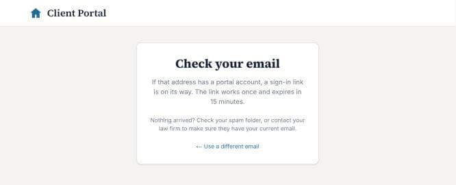 The Check your email page